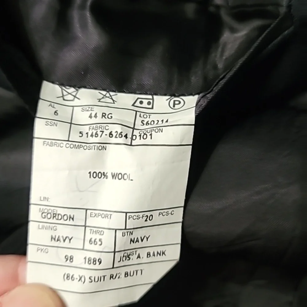 Jos. A Bank Signature Collection 100% Wool‎ Navy Suit Men's 44RG/39RG NWOT Cond.